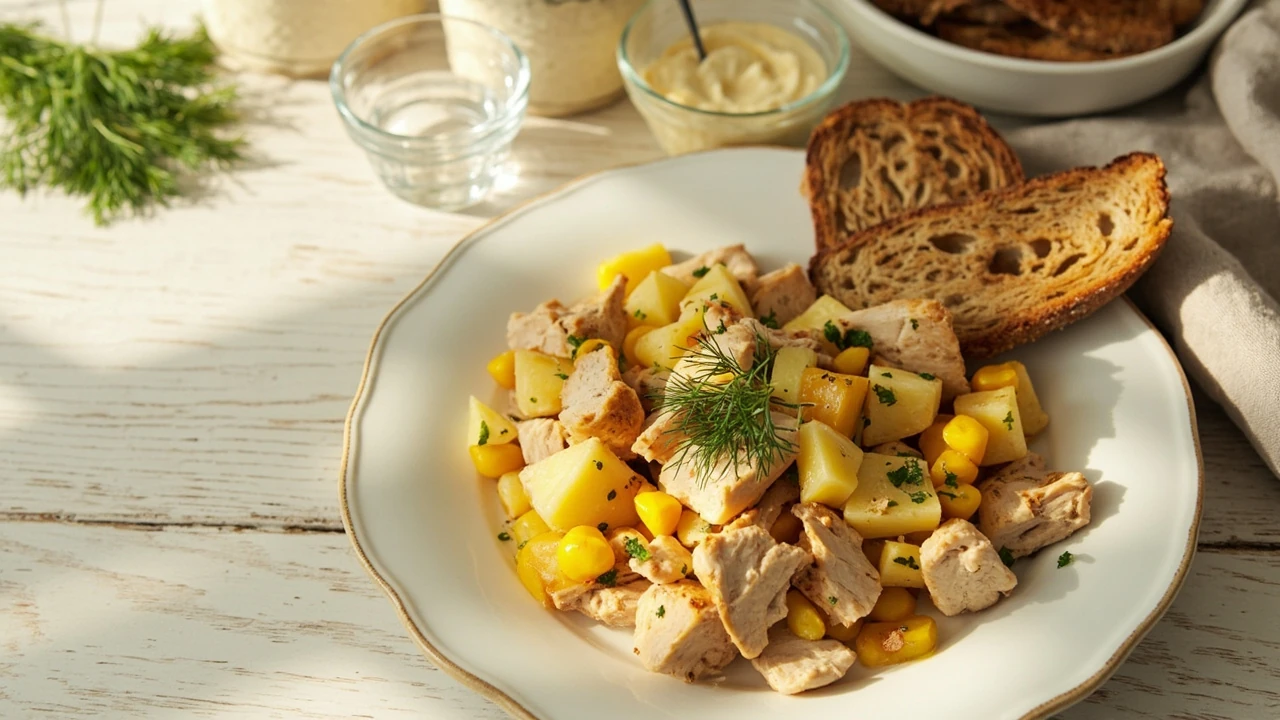 салат з ананасом і куркою